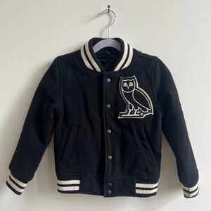 October’s Very Own OVO Kids Wool Bomber Jacket with Big Logo. Size 4Y, like new.